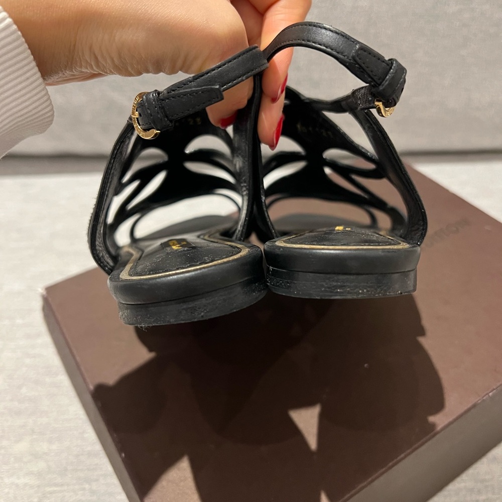 Louis Vuitton Black Strappy Leather Sandals - Picture 6 of 9